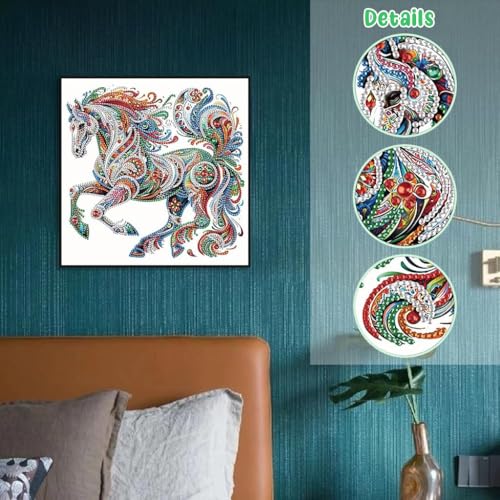 HASTHIP® 5D Diamond Painting Kit Three-Dimensional Aesthetic Dazzling Home Decor DIY Art with Accessories and Tools 12X12 Inches Horse 2PCS HASTHIP® 5D Diamond Painting Kit Three-Dimensional Aesthetic Dazzling Home Decor DIY Art with Accessories and Tools 12X12 Inches Horse 2PCS